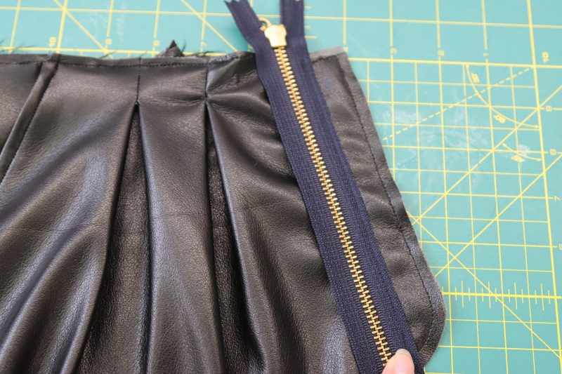 How To Sew Zipper To Fly Facing - Metal Zipper - Mood Fabrics - Dresden Shorts Free Sewing Pattern Tutorial - MDF493 - Mood Fabrics Sewciety Blog - Sew the zipper to the fly facing.