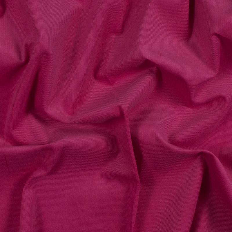 Featherwale Cotton Corduroy - Candy Pink - Dawn Collection fabric perfect for Free Valentine's Day Sewing Projects such as the Fawn Mini Dress Sewing Pattern free PDF download from Mood Fabrics Sewciety Blog.