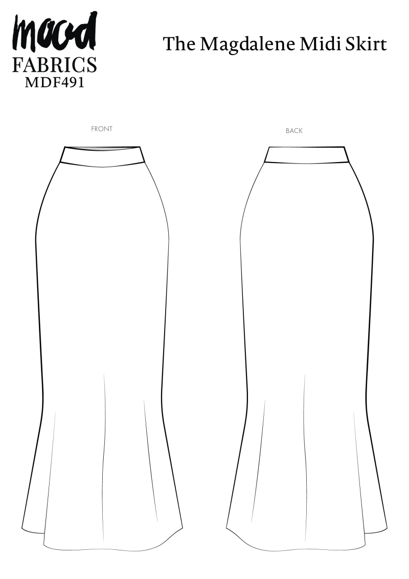 Magdalene Midi Skirt Free Sewing Pattern - Technical Drawings - Mood Fabrics Sewciety Blog - Free Sewing Pattern MDF491