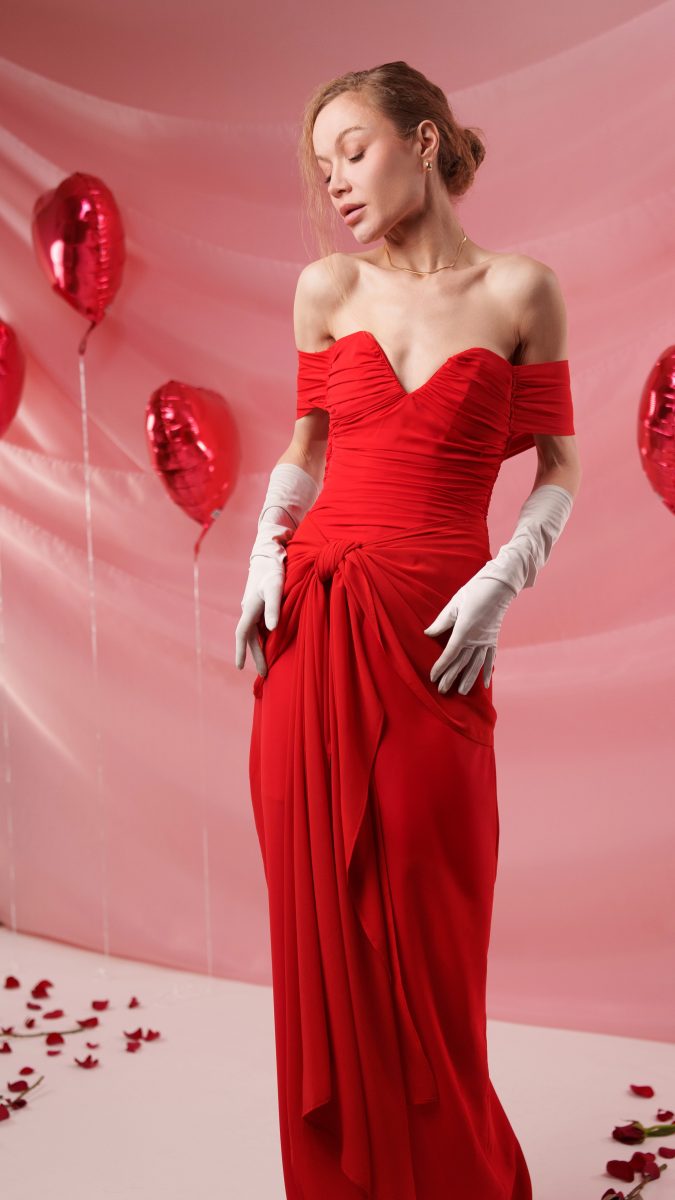 Julia Draped Gown Free Sewing Pattern - Model Photos - Mood Fabrics Sewciety Blog - Free Sewing Pattern MDF497