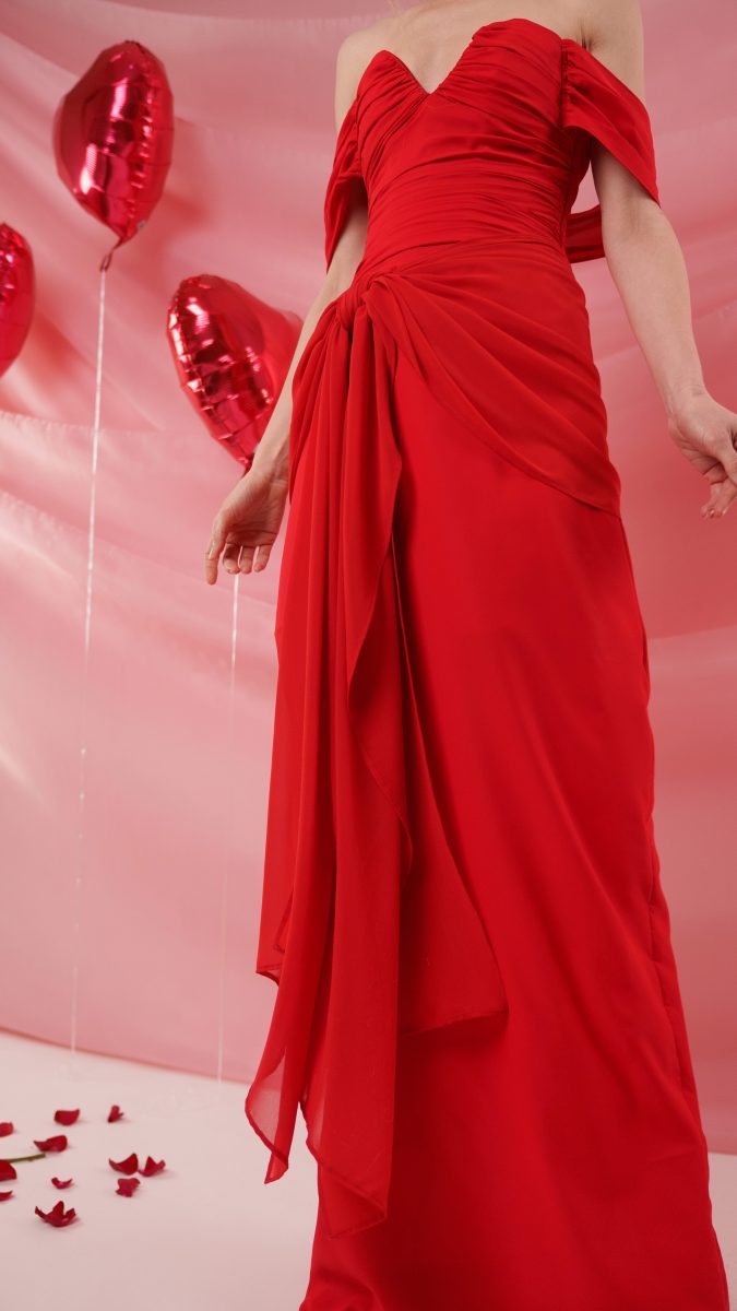 Julia Draped Gown Free Sewing Pattern - Model Photos - Mood Fabrics Sewciety Blog - Free Sewing Pattern MDF497
