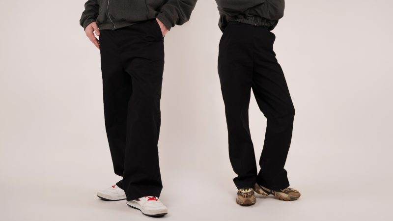 Clarkston Carpenter Pants and Colfax Carpenter Pants sewing patterns photographed on models alongside Spokane Hoodie and Harrington Hoodie free sewing patterns.