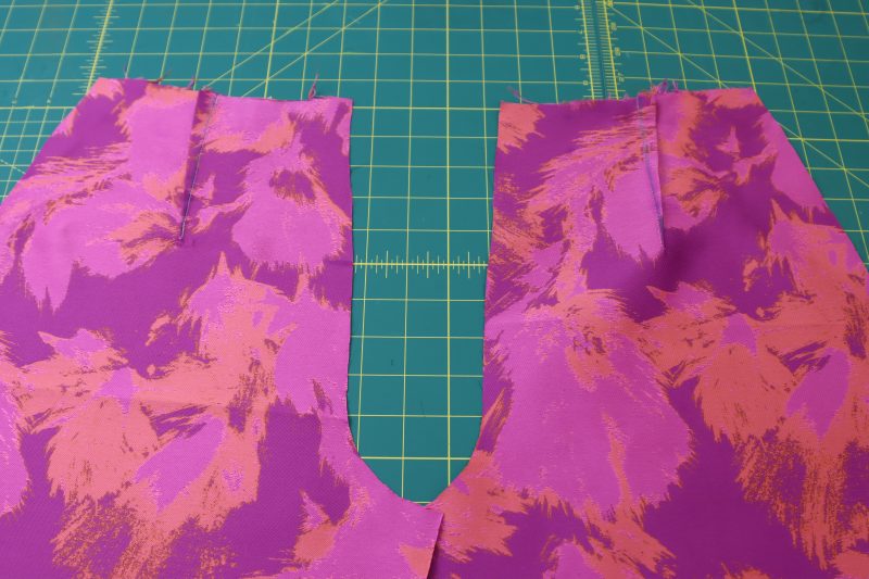 How To Press Front Darts - Luxury Polyester Brocade - Mood Fabrics - Chelsea Brocade Set Free Sewing Pattern Tutorial - MDF508 - Mood Fabrics Sewciety Blog - Press the front darts toward the side seam.