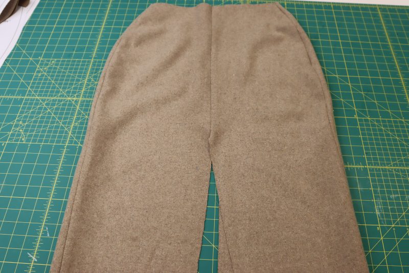 How To Press Shell Seams Open - Brushed Wool Twill - Mood Fabrics - Peak Pencil Skirt Free Sewing Pattern Tutorial - MDF507 - Mood Fabrics Sewciety Blog - Press outer skirt seams open and flat.