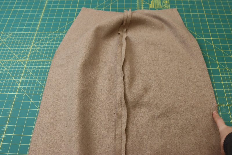 How To Sew Shell Side Seams - Brushed Wool Twill - Mood Fabrics - Peak Pencil Skirt Free Sewing Pattern Tutorial - MDF507 - Mood Fabrics Sewciety Blog - Sew side seams and center front seam.