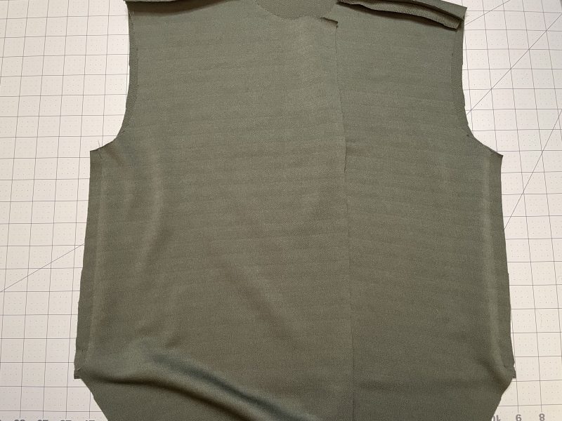 How To Sew Side Seams - Stretch Liverpool Knit - Mood Fabrics - Cove Collared Wrap Top Free Sewing Pattern Tutorial - MDF498 - Mood Fabrics Sewciety Blog - Sew the side seams of the top.