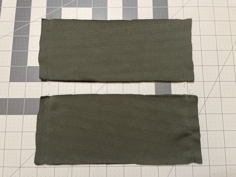 How To Sew Cuff Side Seams - Stretch Liverpool Knit - Mood Fabrics - Cove Collared Wrap Top Free Sewing Pattern Tutorial - MDF498 - Mood Fabrics Sewciety Blog - Sew the side seams of the cuffs.