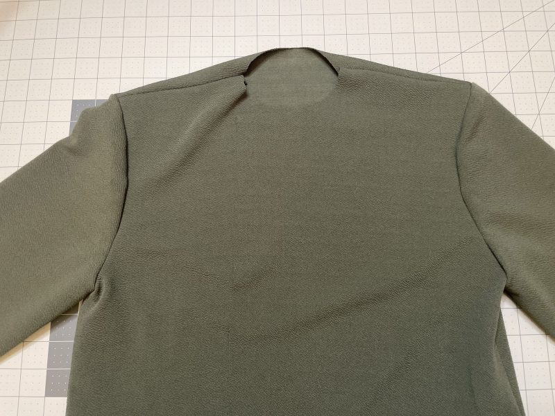 How To Sew Both Sleeves - Stretch Liverpool Knit - Mood Fabrics - Cove Collared Wrap Top Free Sewing Pattern Tutorial - MDF498 - Mood Fabrics Sewciety Blog - Sew both sleeves on.