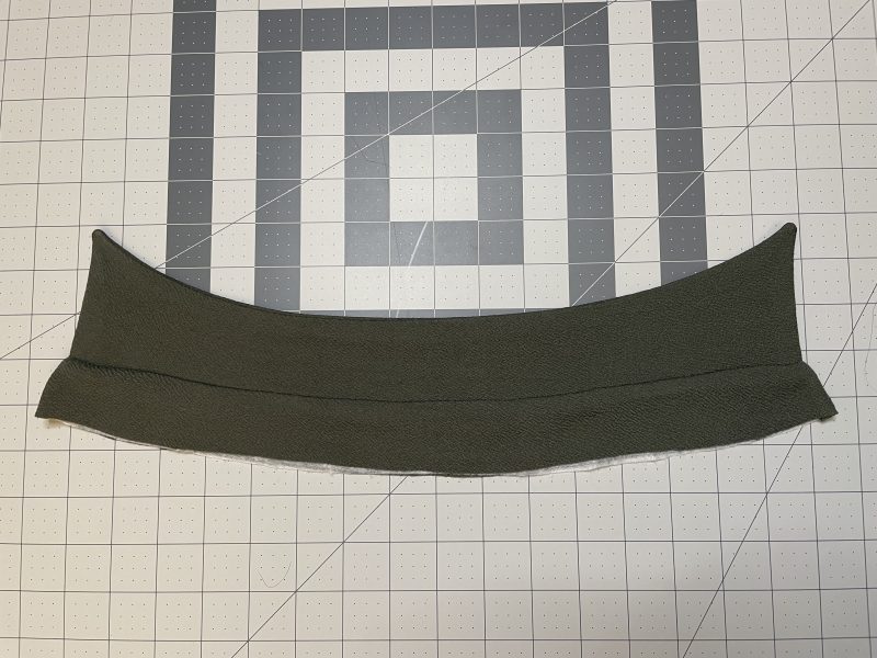 Cove Collared Wrap Top Free Sewing Pattern Tutorial - MDF498 - Mood Fabrics Sewciety Blog - How To Open Collar Stand - Stretch Liverpool Knit - Open the stands and press them flat.