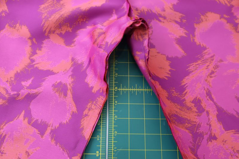 How To Sew Brocade Inseam - Luxury Polyester Brocade - Mood Fabrics - Chelsea Brocade Set Free Sewing Pattern Tutorial - MDF508 - Mood Fabrics Sewciety Blog - Sew the brocade inseam.