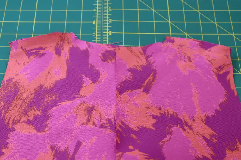 How To Sew Shoulder Seams - Luxury Polyester Brocade - Mood Fabrics - Chelsea Brocade Set Free Sewing Pattern Tutorial - MDF508 - Mood Fabrics Sewciety Blog - Pin and sew the shoulder seams.