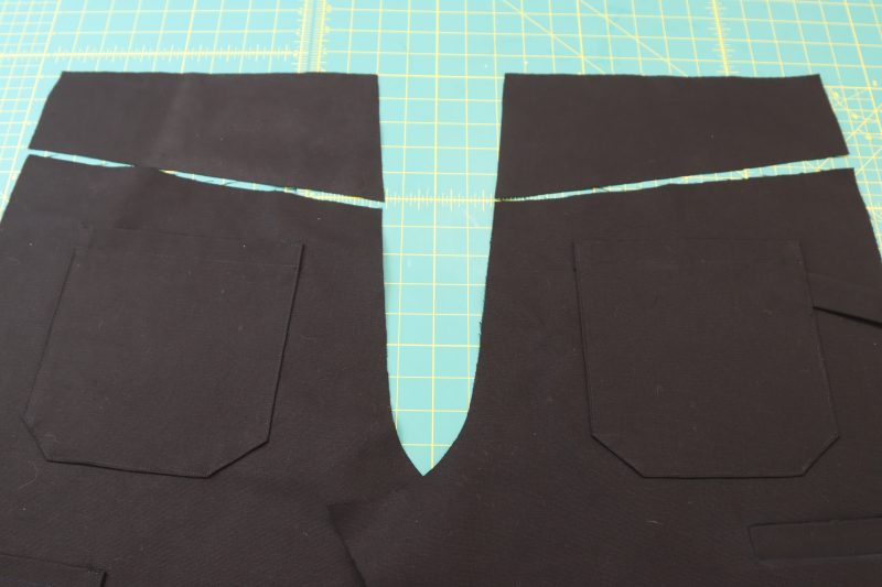 How To Layout Yokes - Cotton Canvas - Mood Fabrics - Colfax Carpenter Pants Free Sewing Pattern Tutorial - MDF504 - Mood Fabrics Sewciety Blog - Layout the yoke pieces.