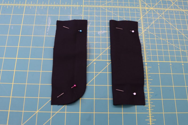 How To Place Fly Pieces Wrong Sides Together - Cotton Canvas - Mood Fabrics - Colfax Carpenter Pants Free Sewing Pattern Tutorial - MDF504 - Mood Fabrics Sewciety Blog - Place the fly pieces wrong sides together.