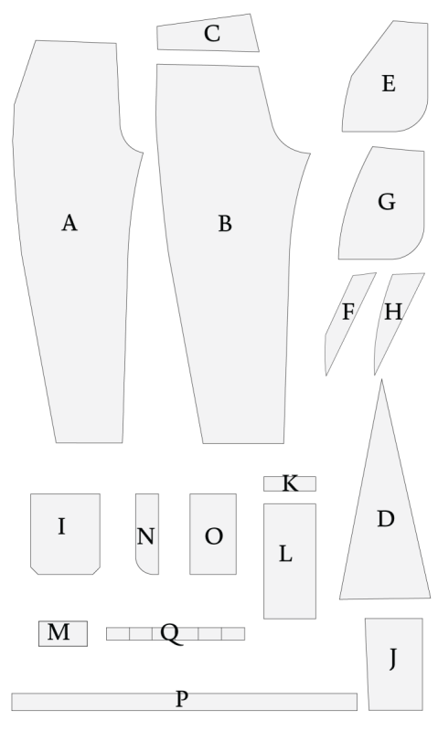 Colfax Carpenter Pants Free Sewing Pattern - Pattern Pieces - Mood Fabrics Sewciety Blog - Free Sewing Pattern MDF504