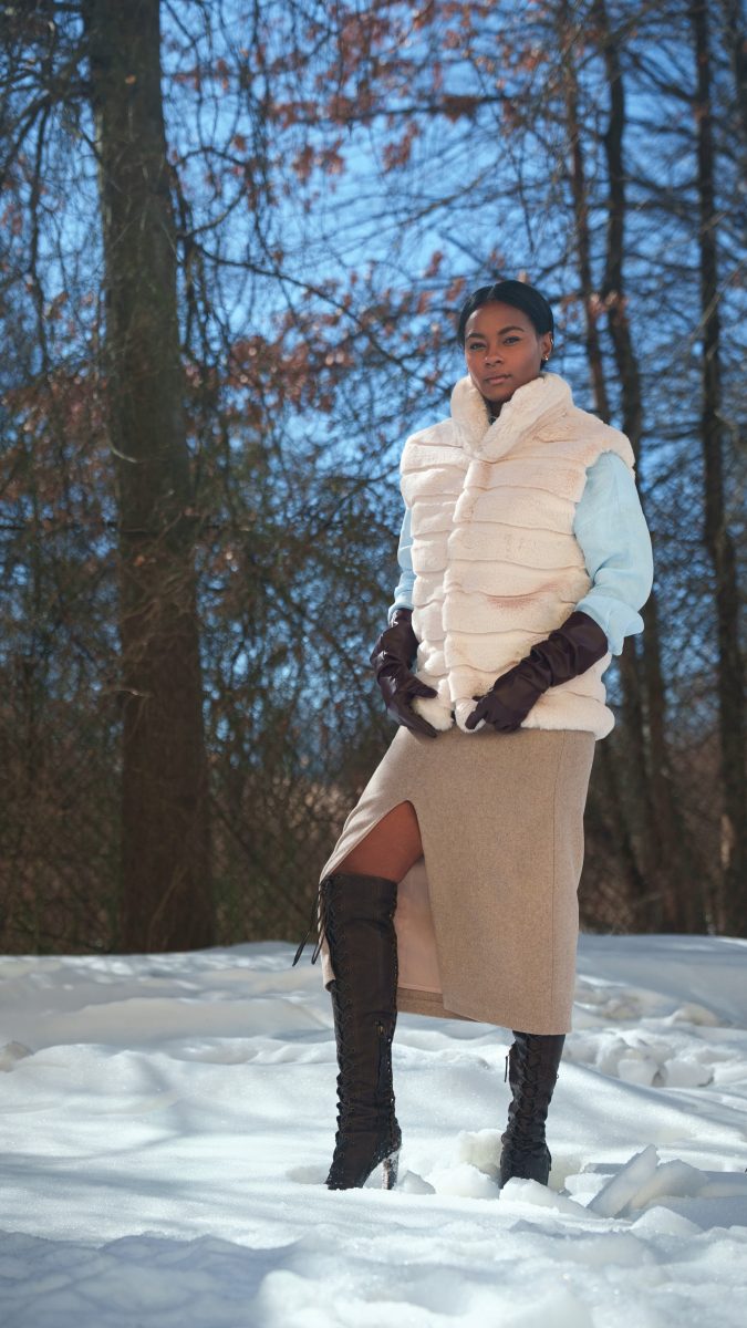 Summit Fur Vest Free Sewing Pattern - Model Photos - Mood Fabrics Sewciety Blog - Free Sewing Pattern MDF506
