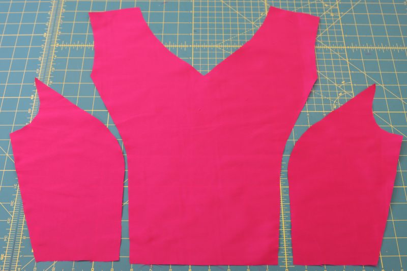How To Layout Front Pattern Pieces - Polyester Taffeta - Mood Fabrics - Biella Fit and Flare Dress Free Sewing Pattern Tutorial - MDF514 - Mood Fabrics Sewciety Blog - Layout front pattern pieces.