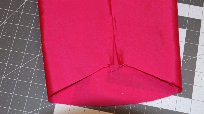 How To Topstitch Sleeve Slit - Polyester Taffeta - Mood Fabrics - Biella Fit and Flare Dress Free Sewing Pattern Tutorial - MDF514 - Mood Fabrics Sewciety Blog - Topstitch the sleeve slit.