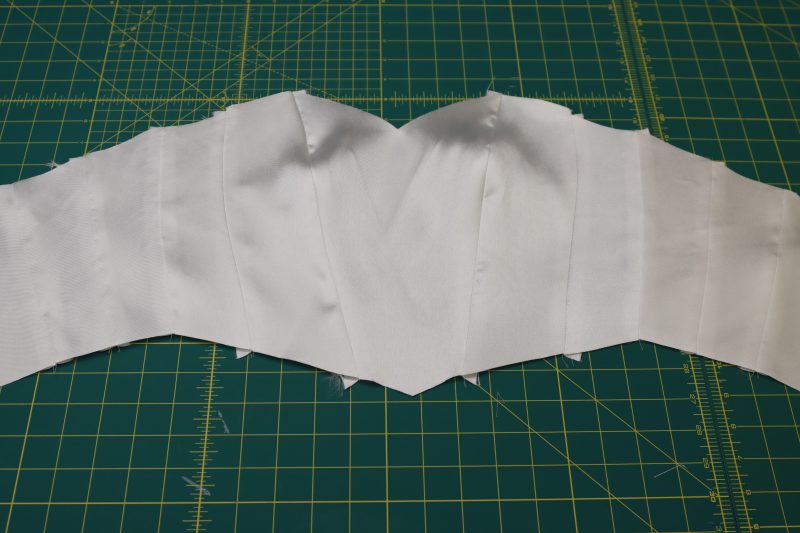 How To Sew Bodice Shell From Main Fabric - Polyester Mikado - Mood Fabrics - Selenite V Waist Ballgown Free Sewing Pattern Tutorial - MDF515 - Mood Fabrics Sewciety Blog - Sew the bodice out of the main fabric.