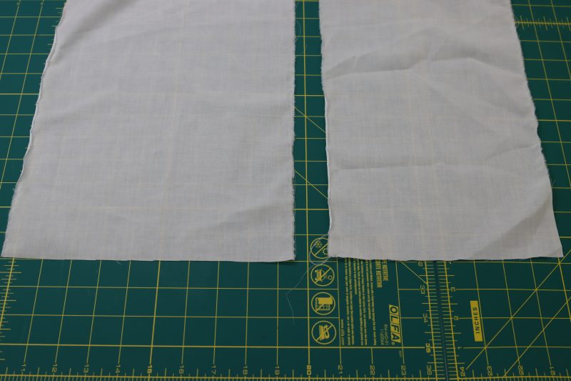 How To Cut Two Ruffle Strips In Specified Widths - Cotton Voile - Mood Fabrics - Selenite V Waist Ballgown Free Sewing Pattern Tutorial - MDF515 - Mood Fabrics Sewciety Blog - Cut two strips of fabric for the ruffles that are 10 inches wide and 8 inches wide.
