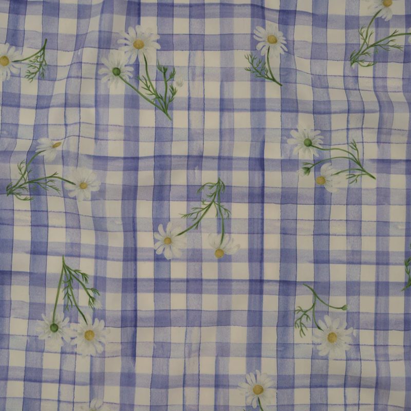 Cotton Poplin Print - Iolite Purple Gingham and Floral - Mood Exclusive Daisy Chain fabric perfect for Free Resort Outfit Sewing Projects such as the Beaufort Peplum Ensemble Sewing Pattern free PDF download from Mood Fabrics Sewciety Blog.