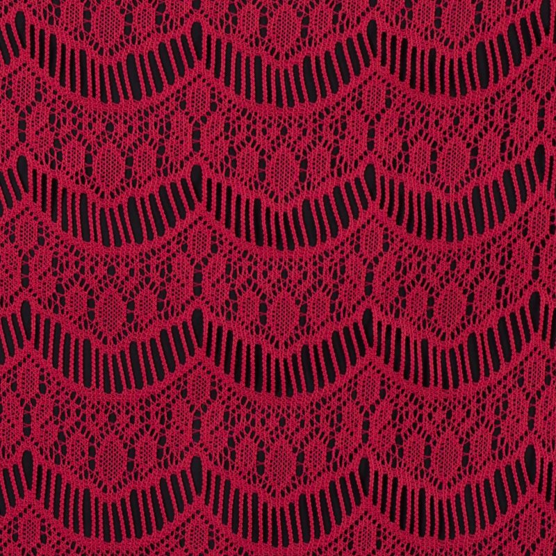 Crochet Lace - Coral All-Over Scallops fabric perfect for Free Resort Outfit Sewing Projects such as the Islamorada Resort Set Sewing Pattern free PDF download from Mood Fabrics Sewciety Blog.