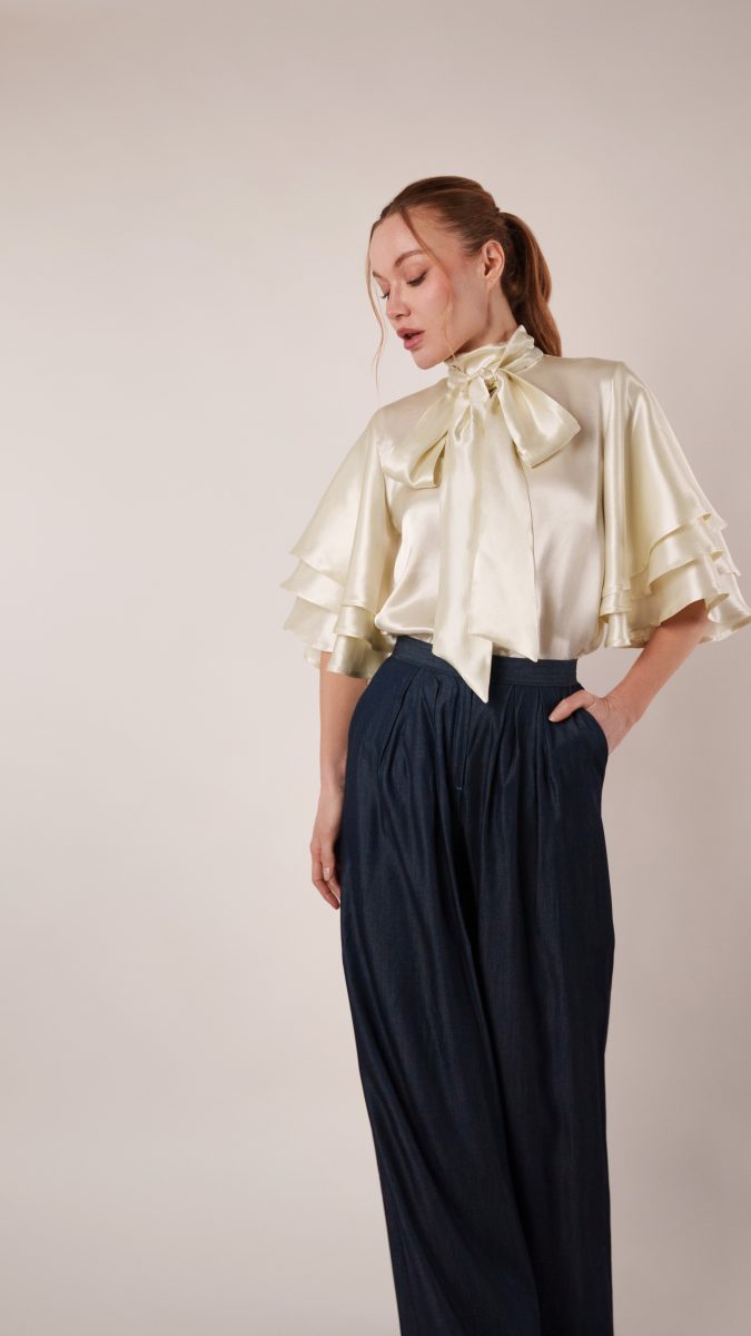 Cassis Tiered Sleeve Blouse Free Sewing Pattern - Model Photos - Mood Fabrics Sewciety Blog - Free Sewing Pattern MDF516