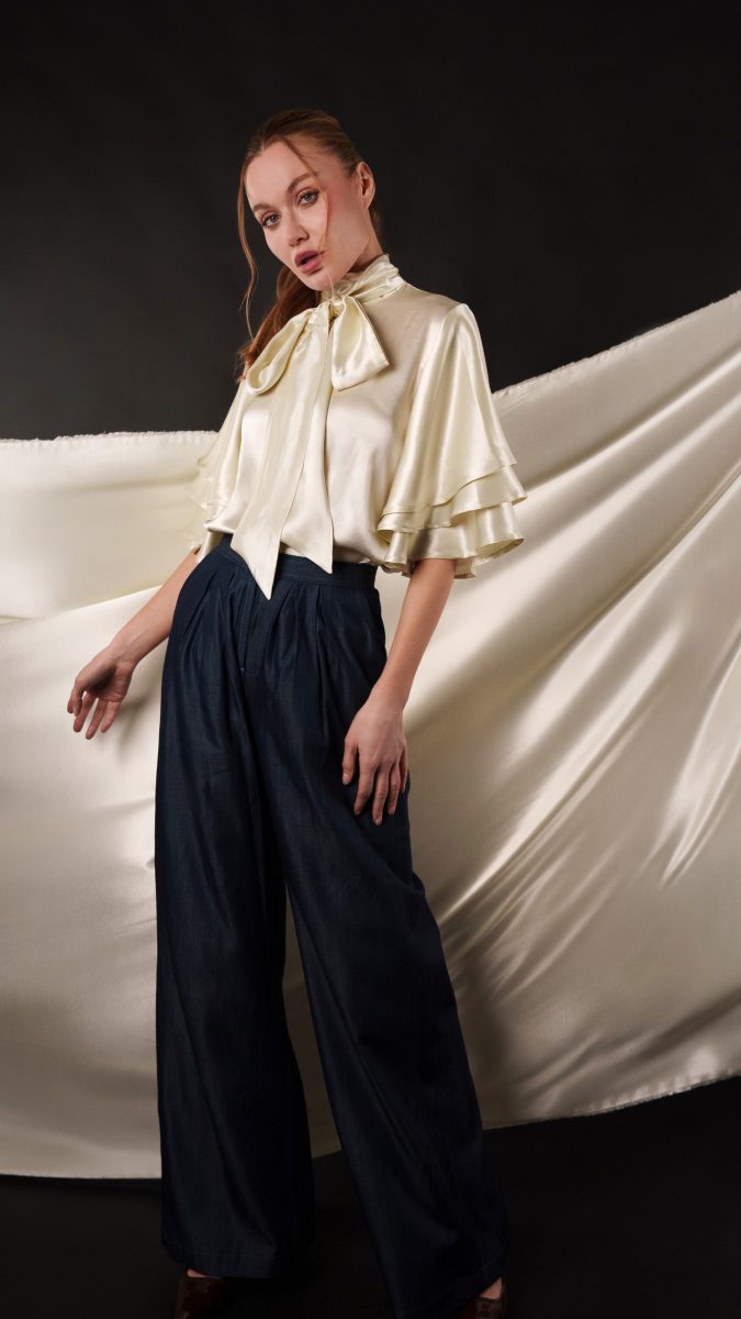 Cassis Tiered Sleeve Blouse Free Sewing Pattern - Model Photos - Mood Fabrics Sewciety Blog - Free Sewing Pattern MDF516