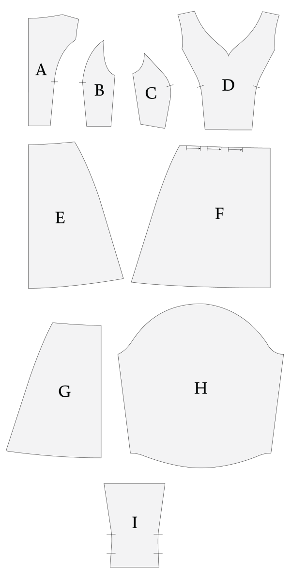 Biella Fit and Flare Dress Free Sewing Pattern - Pattern Pieces - Mood Fabrics Sewciety Blog - Free Sewing Pattern MDF514