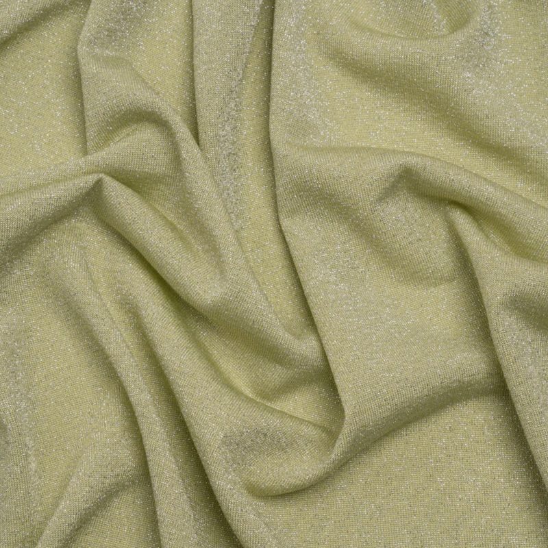 Metallic Stretch Rayon Jersey - Jade Green and Silver - Designer Deadstock fabric perfect for Free Resort Outfit Sewing Projects such as the Sorrento Set Sewing Pattern free PDF download from Mood Fabrics Sewciety Blog.