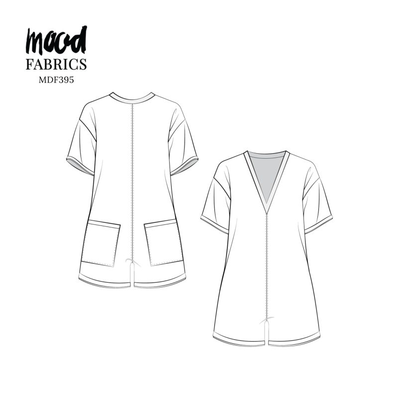 Technical Drawing for Bivalvia Beach Romper - perfect for Free Resort Outfit Sewing Project Ideas. Free Sewing Pattern PDF from Mood Fabrics Sewciety Blog.