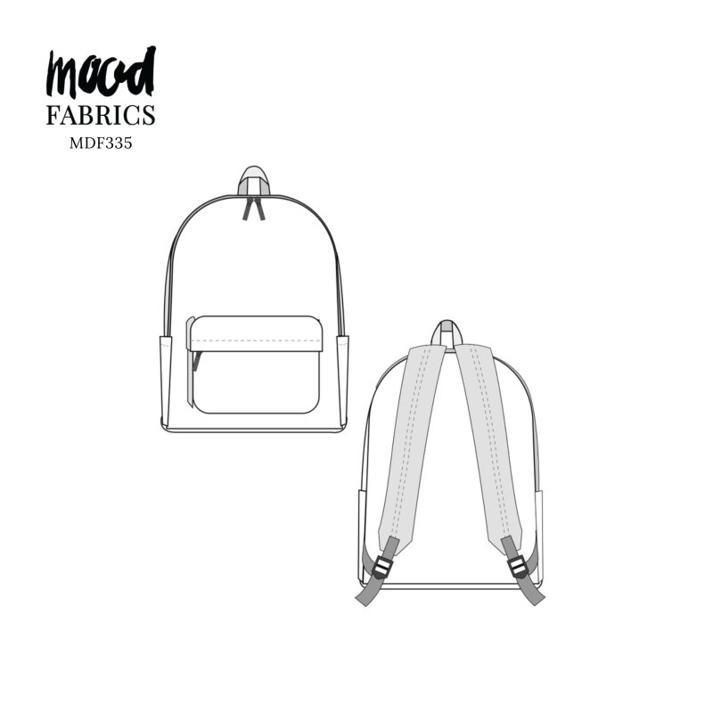 Technical Drawing for Expedition Back Pack - perfect for Free Resort Outfit Sewing Project Ideas. Free Sewing Pattern PDF from Mood Fabrics Sewciety Blog.