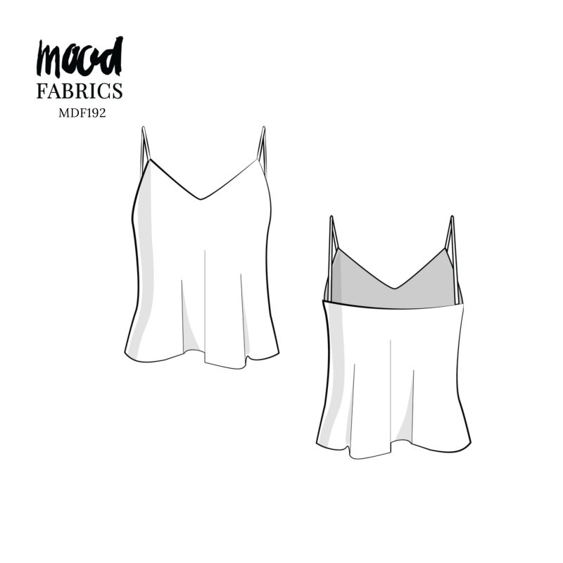 Technical Drawing for Hana Bias Cut Dress - perfect for Free Resort Outfit Sewing Project Ideas. Free Sewing Pattern PDF from Mood Fabrics Sewciety Blog.
