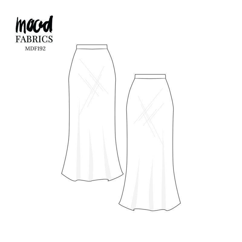 Technical Drawing for Indigo Skirt - perfect for Free Resort Outfit Sewing Project Ideas. Free Sewing Pattern PDF from Mood Fabrics Sewciety Blog.