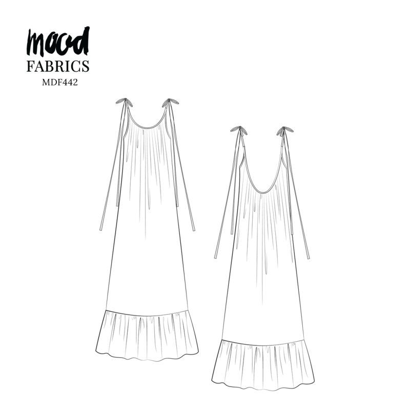 Technical Drawing for Vero Beach Dress - perfect for Free Resort Outfit Sewing Project Ideas. Free Sewing Pattern PDF from Mood Fabrics Sewciety Blog.
