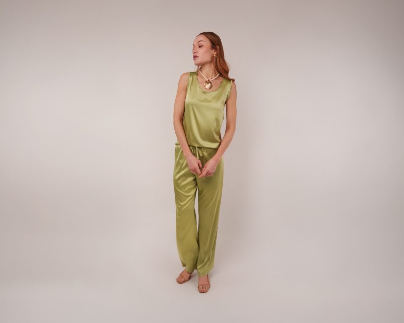 Model wearing Sorrento Set Sewing Pattern posing for Resort Wear Sewing Project Ideas. Free Sewing Pattern PDF from Mood Fabrics Sewciety Blog.