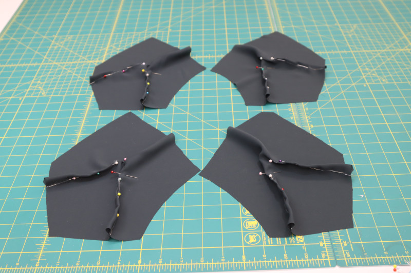 How To Pin Bodice Darts - Double Polyester Georgette - Mood Fabrics - Pyrite Pleated Dress Free Sewing Pattern Tutorial - MDF527 - Mood Fabrics Sewciety Blog - Pin the bodice darts.