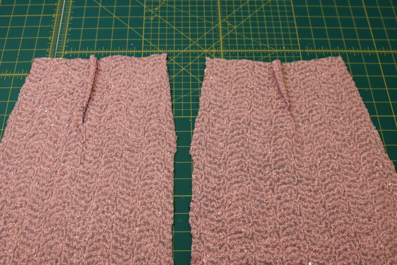 How To Pin Sew Front Pant Darts - Baby Sequin Mesh - Mood Fabrics - Morganite Waistcoat Ensemble Free Sewing Pattern Tutorial - MDF519 - Mood Fabrics Sewciety Blog - Pin and sew the front pant darts.