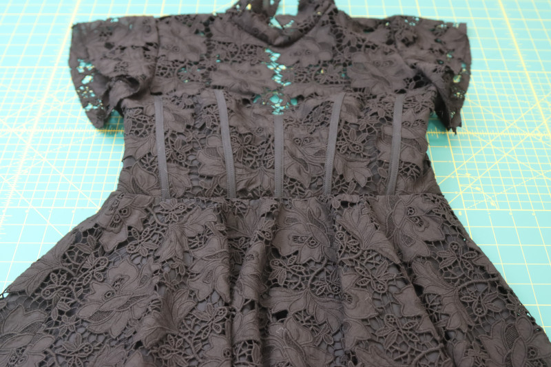 How To Sew Skirts To Corset - Floral Guipure Lace - Mood Fabrics - Reims Soirée Dress Free Sewing Pattern Tutorial - MDF521 - Mood Fabrics Sewciety Blog - Sew the skirts to the corset.