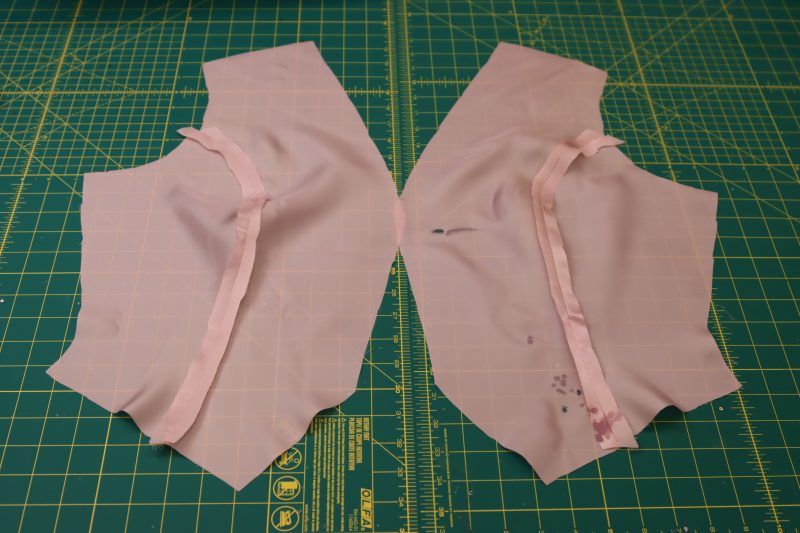 How To Pin Sew Front Vest Lining - Twill Lining - Mood Fabrics - Morganite Waistcoat Ensemble Free Sewing Pattern Tutorial - MDF519 - Mood Fabrics Sewciety Blog - Pin and sew the front vest lining.