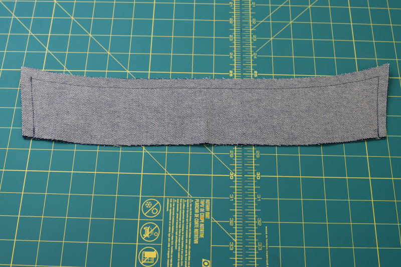 How To Sew Collar Sides And Top Edge - Cotton Denim Twill - Mood Fabrics - Merit Jumpsuit Free Sewing Pattern Tutorial - MDF525 - Mood Fabrics Sewciety Blog - Sew the sides and top edge of the collar.