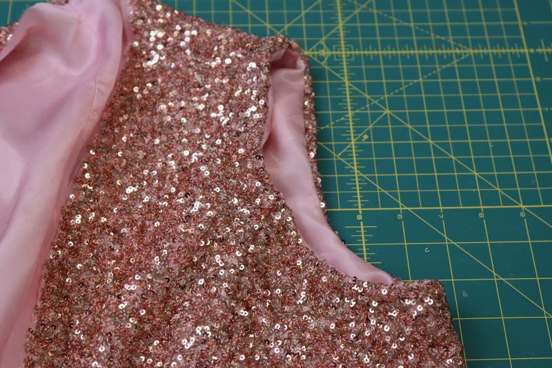 How To Flip Vest Right Sides Out - Baby Sequin Mesh - Mood Fabrics - Morganite Waistcoat Ensemble Free Sewing Pattern Tutorial - MDF519 - Mood Fabrics Sewciety Blog - Flip the vest right sides out.