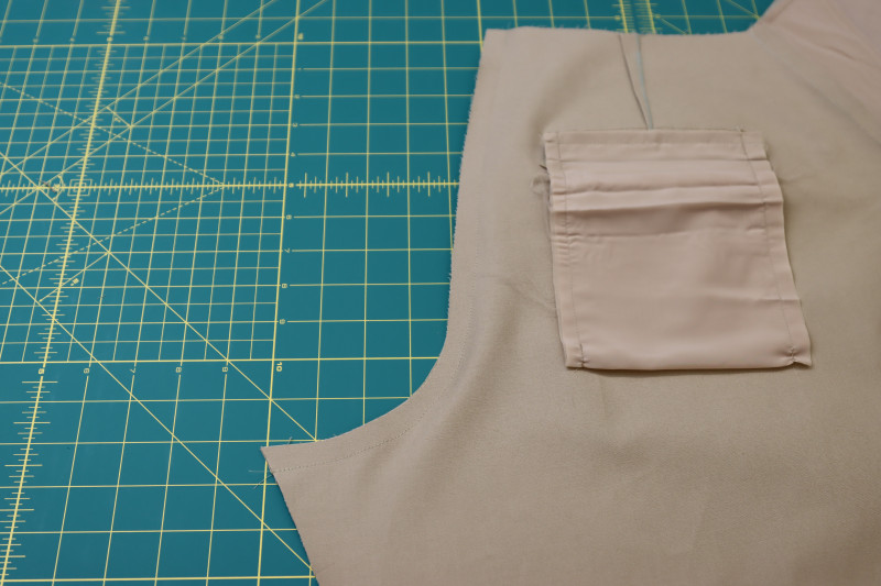 How To Pin Sew Back Crotch Seam - Stretch Khaki Twill - Mood Fabrics - Lucca Tailored Barrel Leg Pants Free Sewing Pattern Tutorial - MDF524 - Mood Fabrics Sewciety Blog - Pin and sew the back crotch seam.