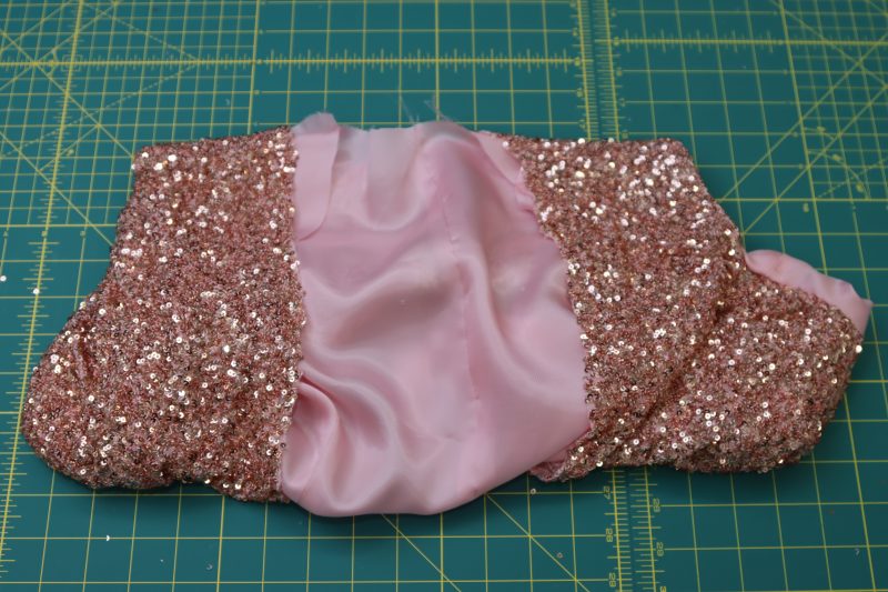 How To Layout Vest Right Sides Out - Baby Sequin Mesh - Mood Fabrics - Morganite Waistcoat Ensemble Free Sewing Pattern Tutorial - MDF519 - Mood Fabrics Sewciety Blog - Layout the vest right sides out.