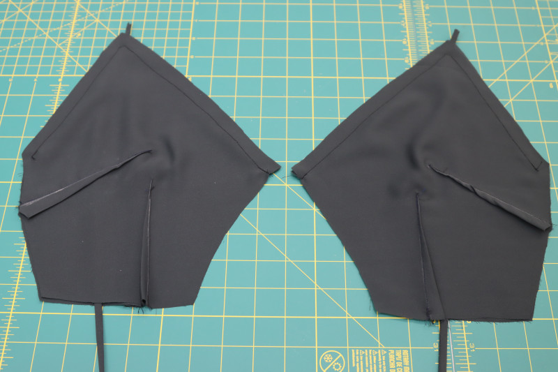 How To Sew Top Front Neckline - Double Polyester Georgette - Mood Fabrics - Pyrite Pleated Dress Free Sewing Pattern Tutorial - MDF527 - Mood Fabrics Sewciety Blog - Sew the top front neckline.