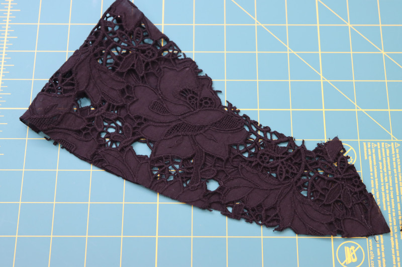 How To Pin Sew Sleeve Inseams - Floral Guipure Lace - Mood Fabrics - Reims Soirée Dress Free Sewing Pattern Tutorial - MDF521 - Mood Fabrics Sewciety Blog - Pin and sew the sleeve inseams.