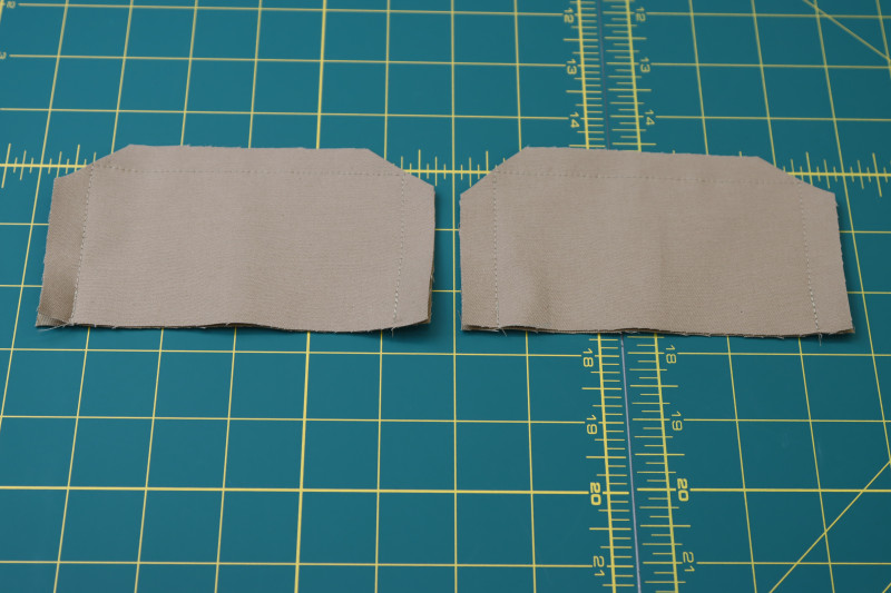 How To Clip Corners Of Pocket Flaps - Stretch Khaki Twill - Mood Fabrics - Lucca Tailored Barrel Leg Pants Free Sewing Pattern Tutorial - MDF524 - Mood Fabrics Sewciety Blog - Clip the corners of the pocket flaps.