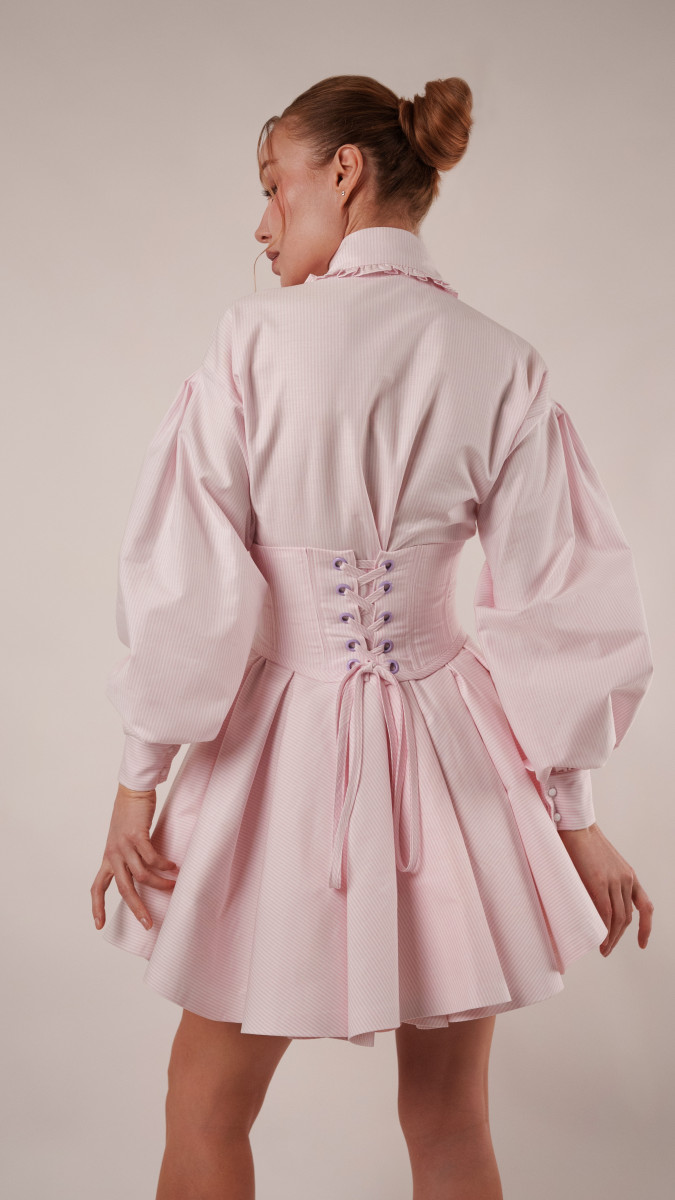 Keats Shirt Dress and Corset Ensemble Free Sewing Pattern - Model Photos - Mood Fabrics Sewciety Blog - Free Sewing Pattern MDF520