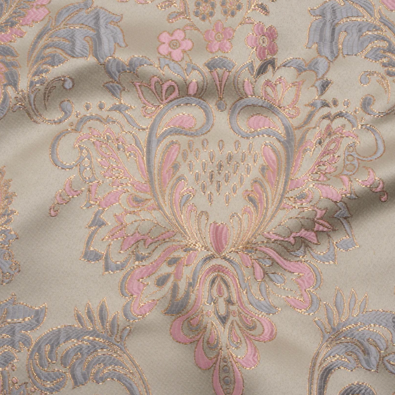 Yaya Han Metallic Duchesse Brocade - Ivory, Pink and Gold Damask Floral - Cosplay Collection fabric perfect for Free Corset Sewing Projects such as the The Avignon Corset Sewing Pattern free PDF download from Mood Fabrics Sewciety Blog.
