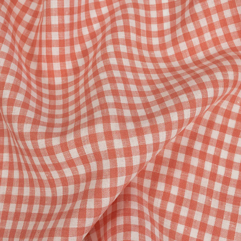 Linen Gingham - Shell Pink and White - Torres Collection fabric perfect for Free Transitional Spring Sewing Projects such as the Clementine Dress Sewing Pattern free PDF download from Mood Fabrics Sewciety Blog.