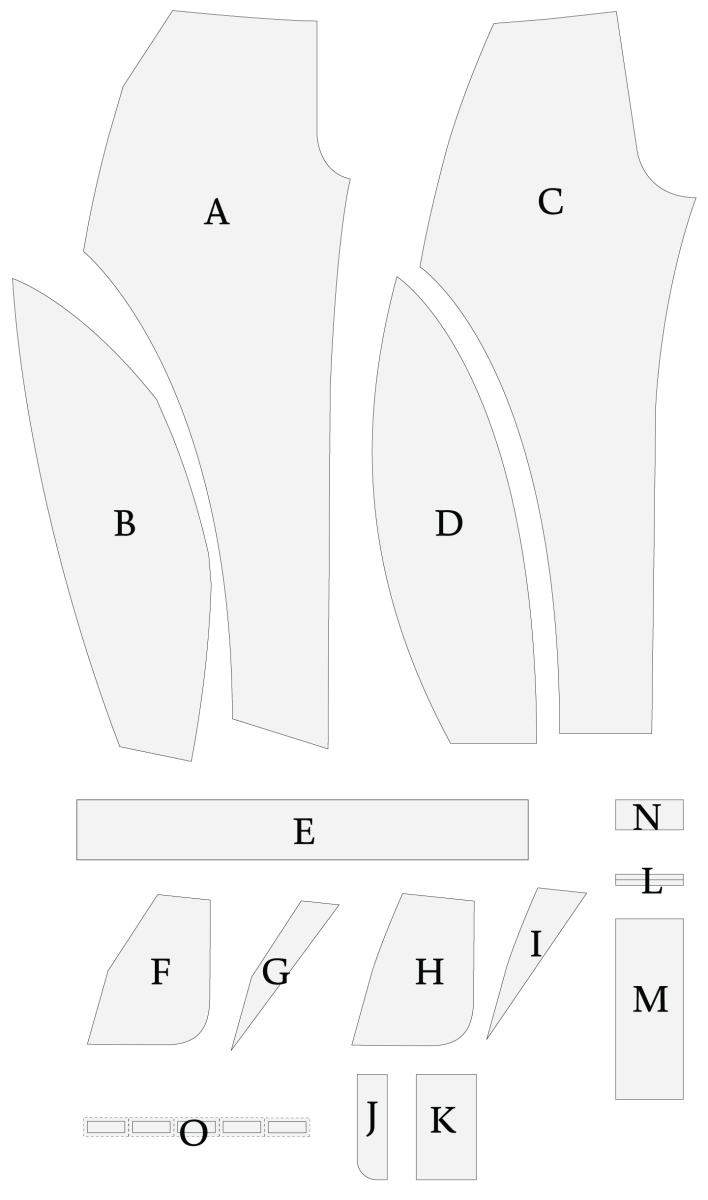 Lucca Tailored Barrel-Leg Pants Free Sewing Pattern - Pattern Pieces - Mood Fabrics Sewciety Blog - Free Sewing Pattern MDF523